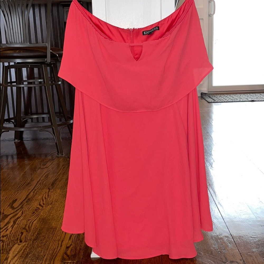 Strapless salmon colored dress